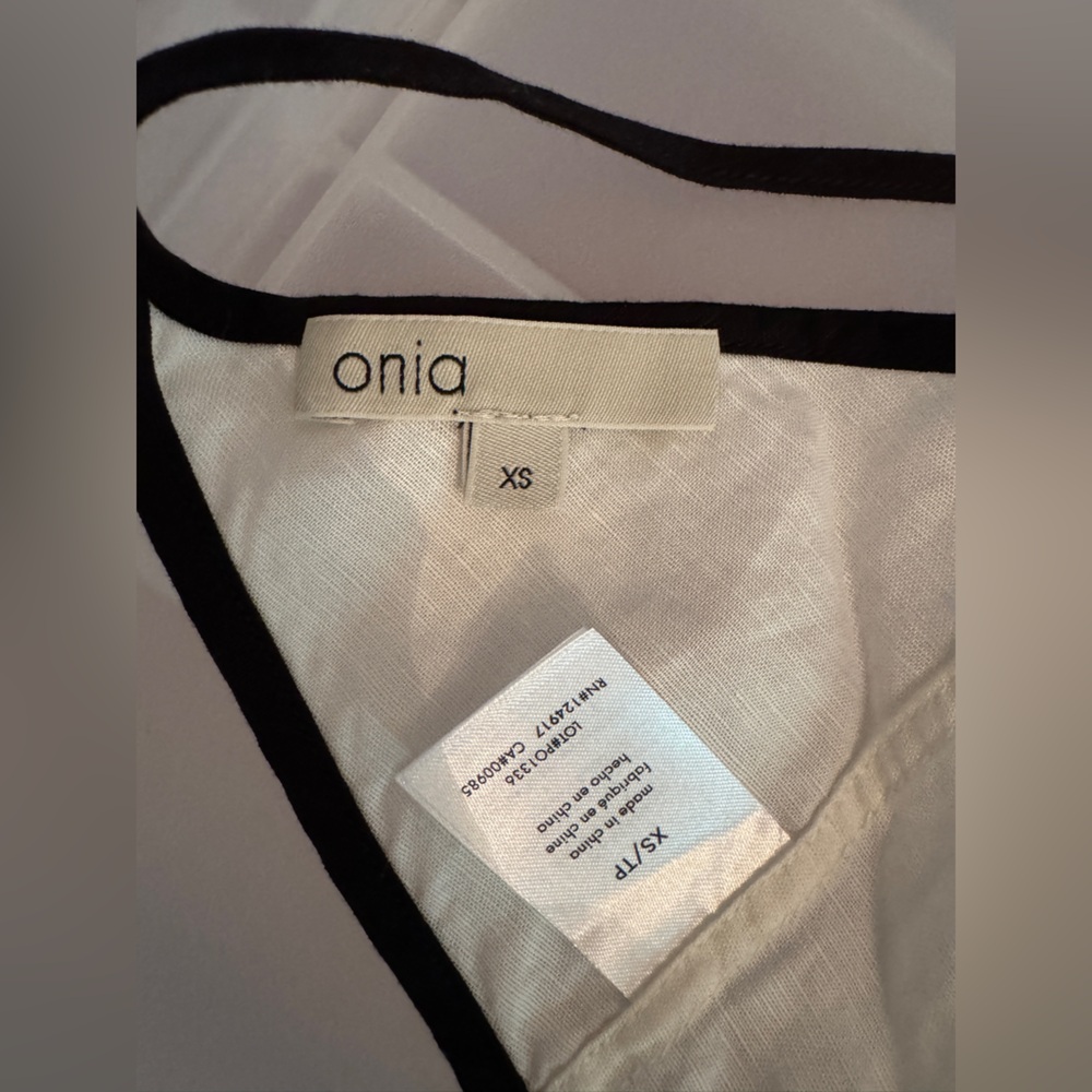 Onia White and Black Air Linen Cropped Halter Top - Picture 6 of 7